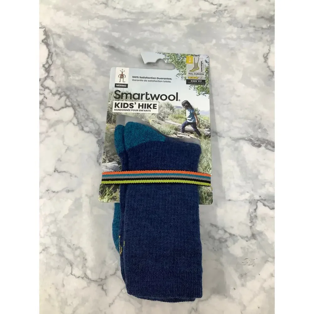 Smartwool Kids Large Alpine Blue Hike Full Cushion Outdoors Crew Socks L13-28